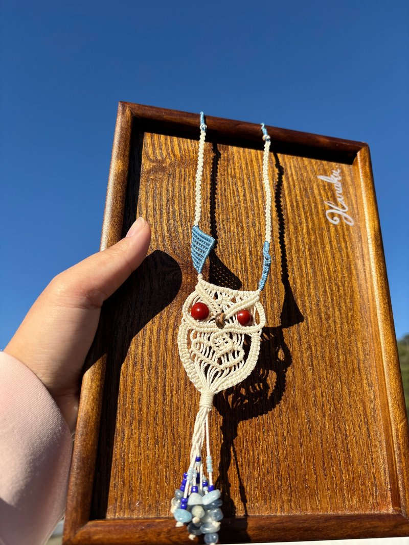 编织猫头鹰项链 - 项链 - 蜡 