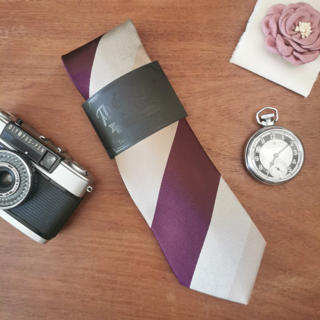 Necktie Violet White Stripe (Purple) | 8cm - 领带/领带夹 - 聚酯纤维 紫色
