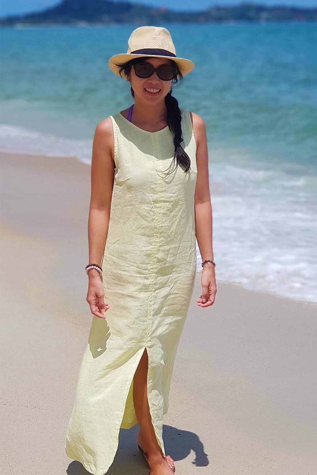 Classic Yellow Linen Maxi Dress | Long Dress - 洋装/连衣裙 - 亚麻 黄色