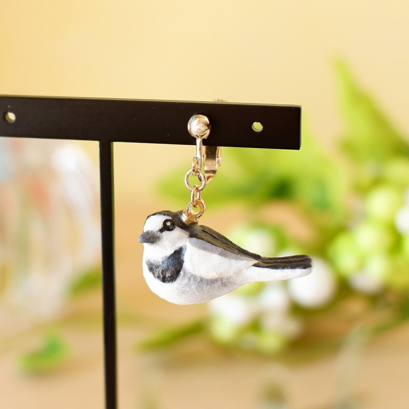 和纸饰品 耳环/耳夹 鸲鸫 鸫 野鸟 鸟类 - 耳环/耳夹 - 其他材质 白色