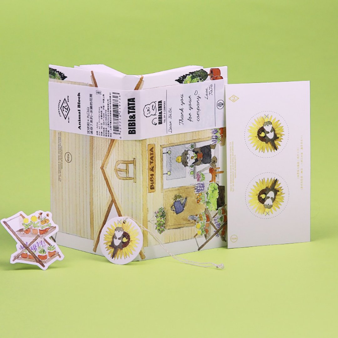 Shine×九口山MINI NOTE可爱小动物商店街之水獭花房手账本 - 笔记本/手帐 - 纸 