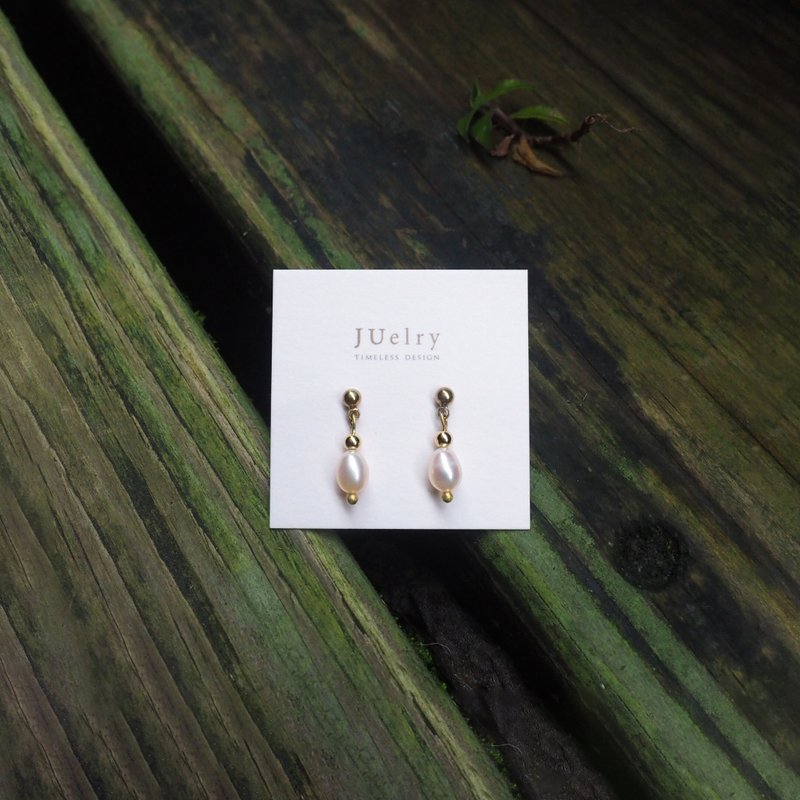 少年 耳环 (垂坠) - Teenage earrings (dangle) - 耳环/耳夹 - 珍珠 粉红色