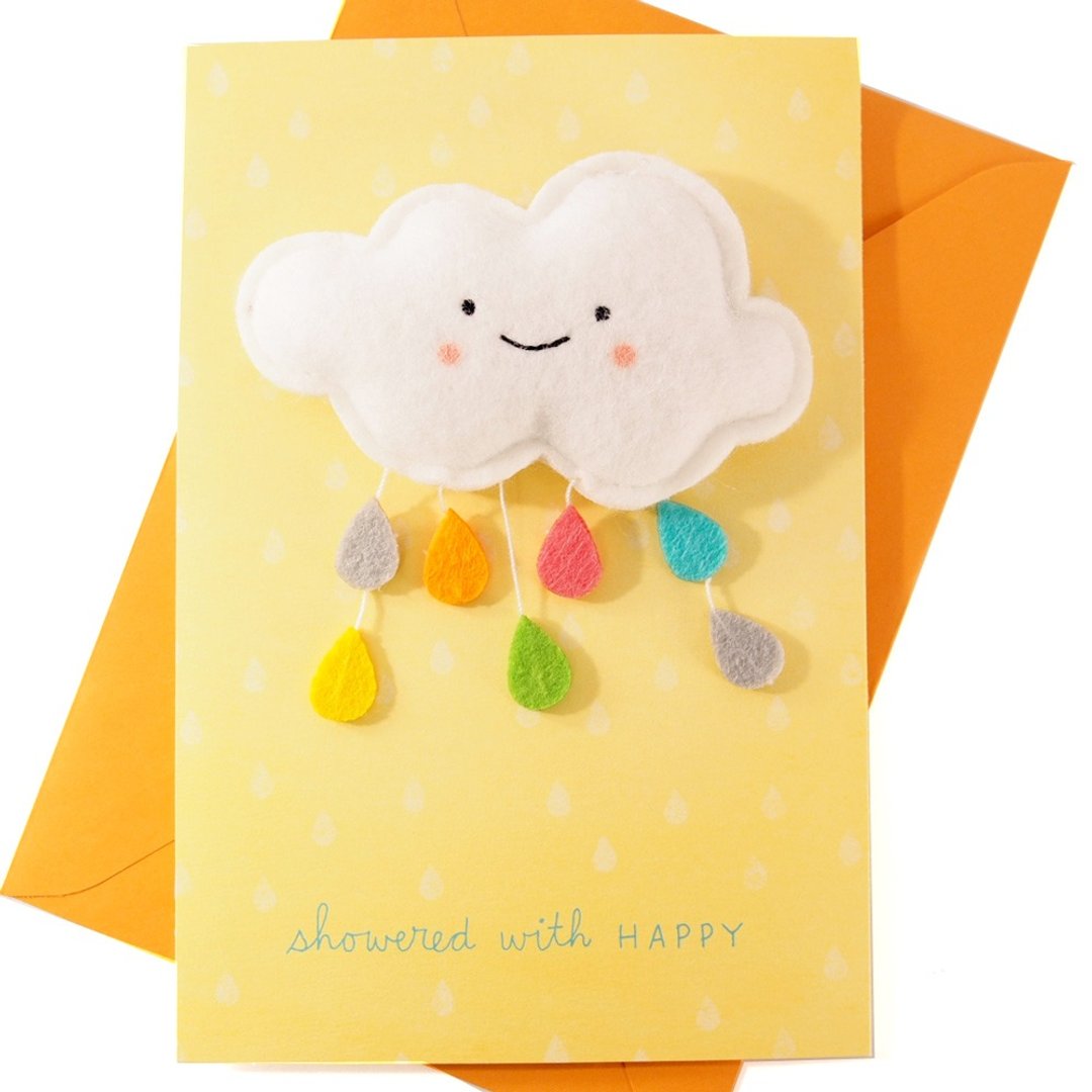白云下起彩虹雨滴【Hallmark-Signature经典手工卡片 宝贝贺喜】 - 卡片/明信片 - 纸 黄色