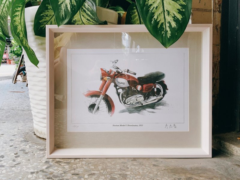 古董机车数位版画 / 1953 Norton Model 7 Dominator (不含框) - 海报/装饰画/版画 - 纸 白色