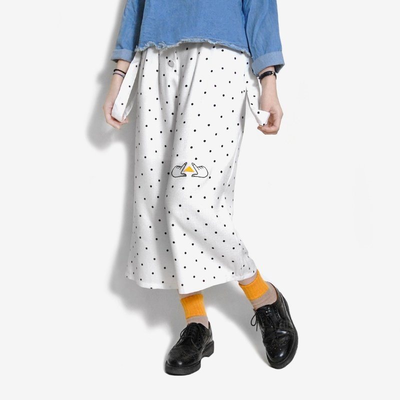 【Last one】我的平行世界小宇宙－飘飘点点宽宽裤 - 女装长裤 - 其他材质 白色