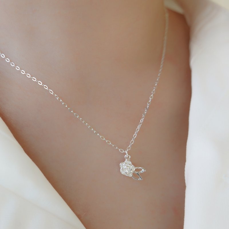 Birth Flower June 6月诞生花纯银项链 玫瑰/Rose - 项链 - 纯银 银色