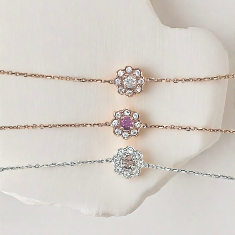 古典花无烧蓝宝手链 - 手链/手环 - 贵金属 