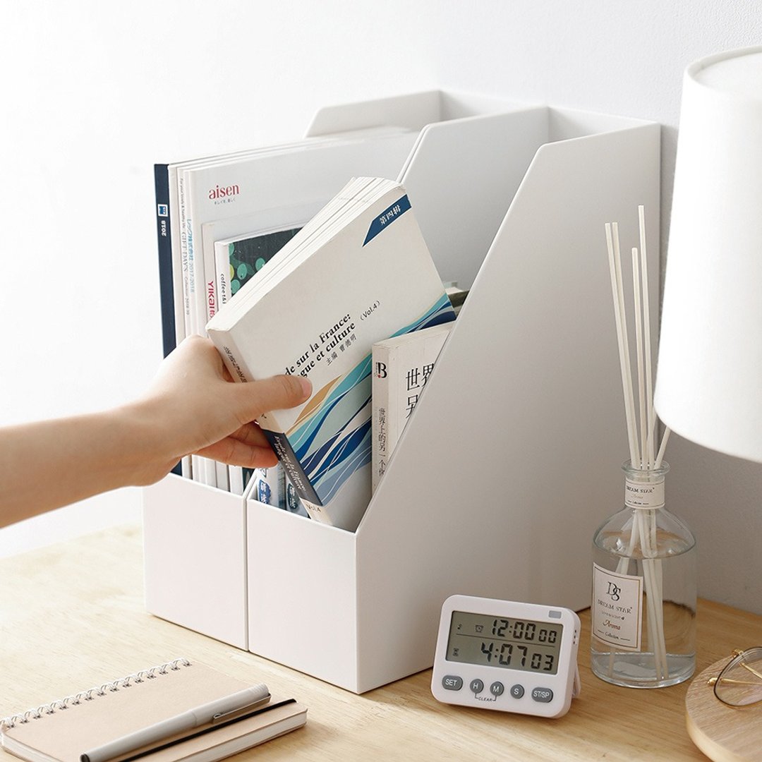 日本霜山 10CM面宽隙缝斜取式分类收纳盒-3入 - 收纳用品 - 塑料 白色