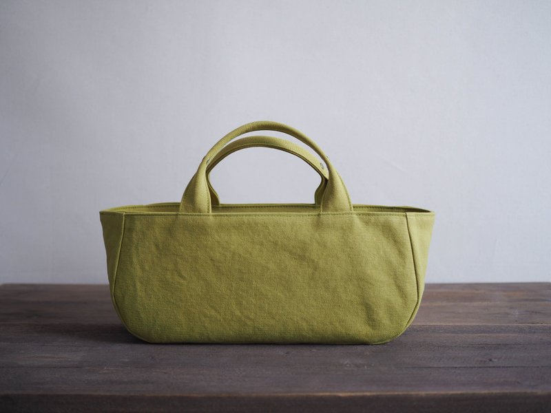 Made-to-order round tote with lid Yokonaga Hiwa Green - 手提包/手提袋 - 棉．麻 绿色