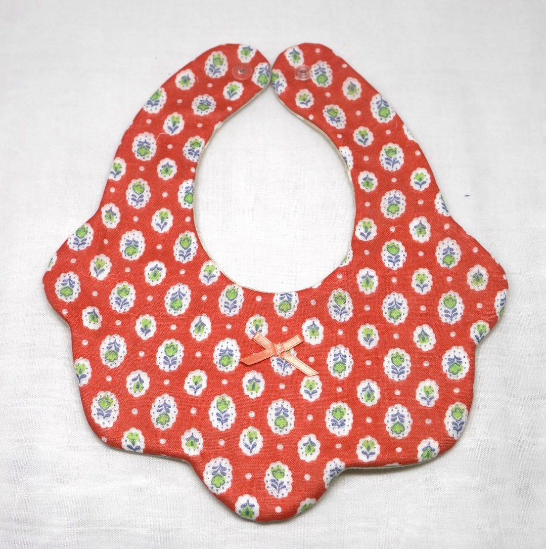 Japanese Handmade 8-layer-gauze Baby Bib - 围嘴/口水巾 - 棉 橘色