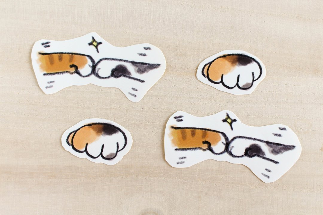 手剪贴纸 - 猫手猫脚 - 贴纸 - 纸 多色