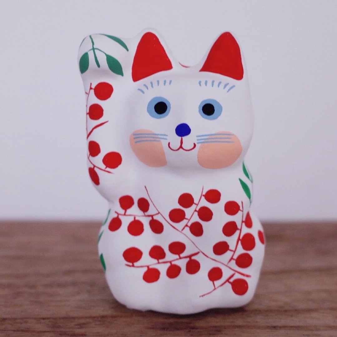 Lucky Cat Nandina pattern Right beckoning - 玩偶/公仔 - 纸 