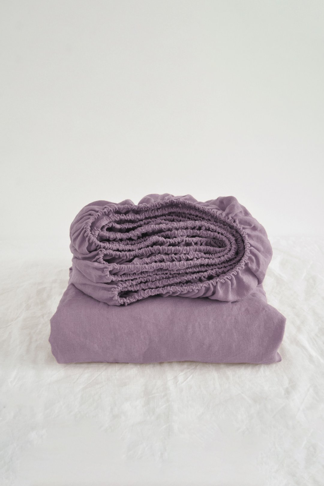 Mauve linen fitted sheet / Softened linen bed sheet / Deep pocket - 寝具 - 亚麻 紫色
