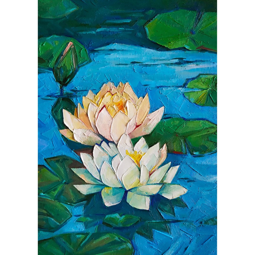 睡莲 / 睡莲画 / 莲花 / 艺术 / 画 / 绘画 / 原绘 / 油画 / 手绘 - 海报/装饰画/版画 - 其他材质 蓝色