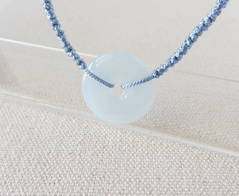 本命年【岁岁平安】冰意境棉平安扣翡翠丝光编织项链SS05开运招财 - 锁骨链 - 宝石 多色