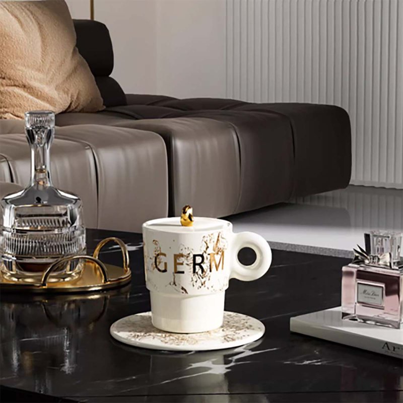 马克杯女带盖陶瓷杯创意可爱水杯 GERM - 其他杯子 - 其他材质 白色