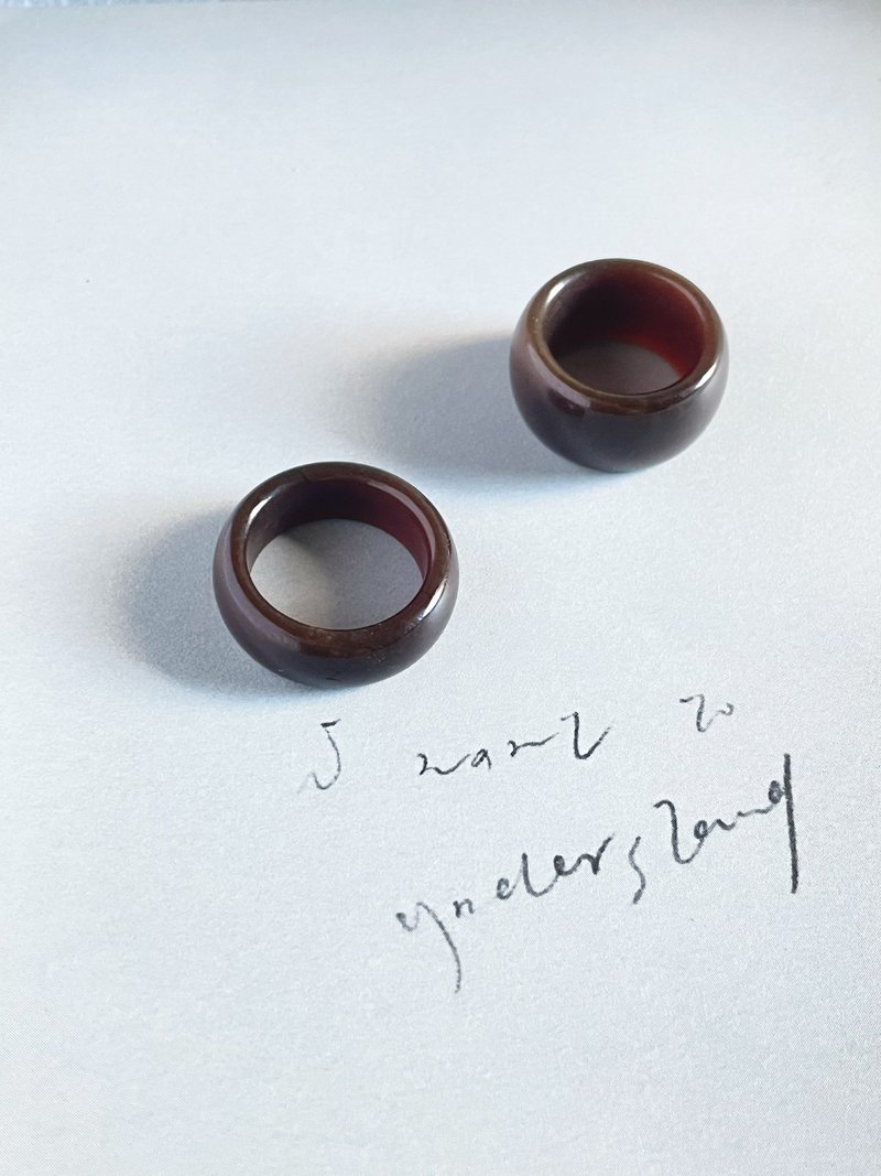 天然和田玉糖玉胖胖戒 港码13、17 令歌#308 #309 - 戒指 - 玉石 咖啡色