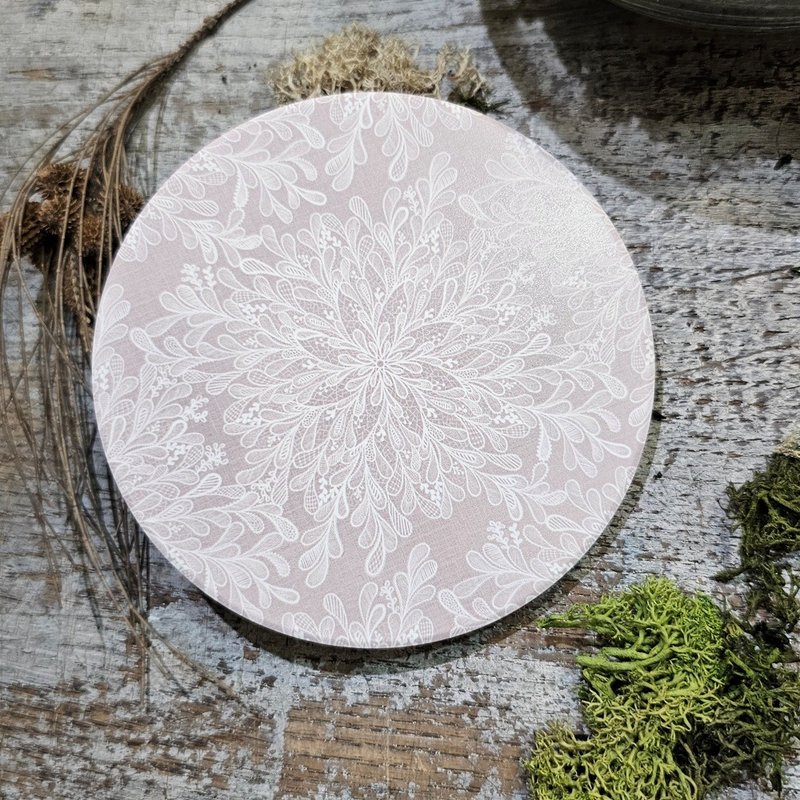 莺歌陶瓷杯垫 HC1114-01亚麻蕾丝 现货 - 杯垫 - 陶 