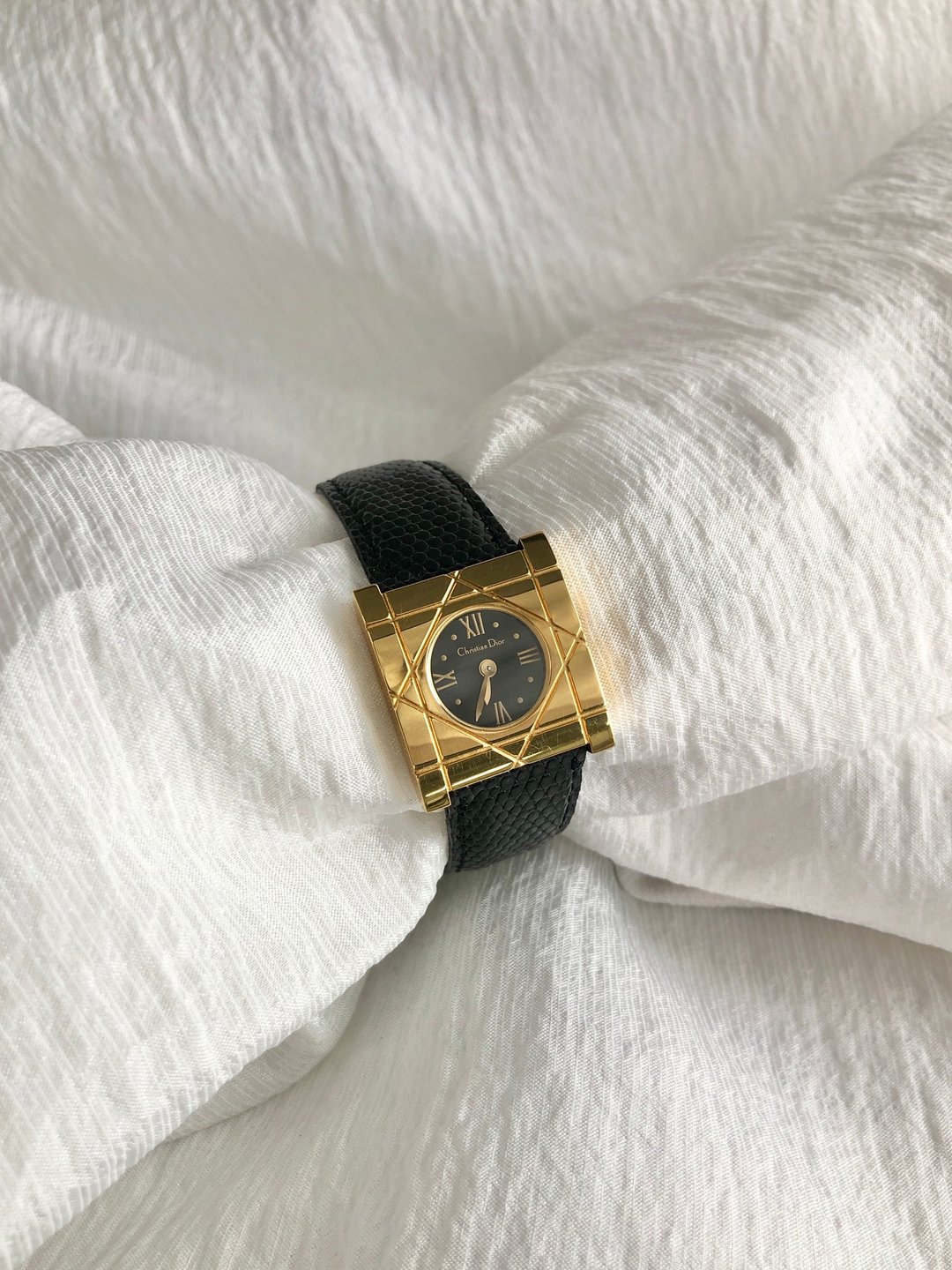 [日本直邮，全新二手包] Christian Dior Cannage 手表，金黑石英机芯，D82-150，复古 JBAIUK - 女表 - 其他材质 黑色