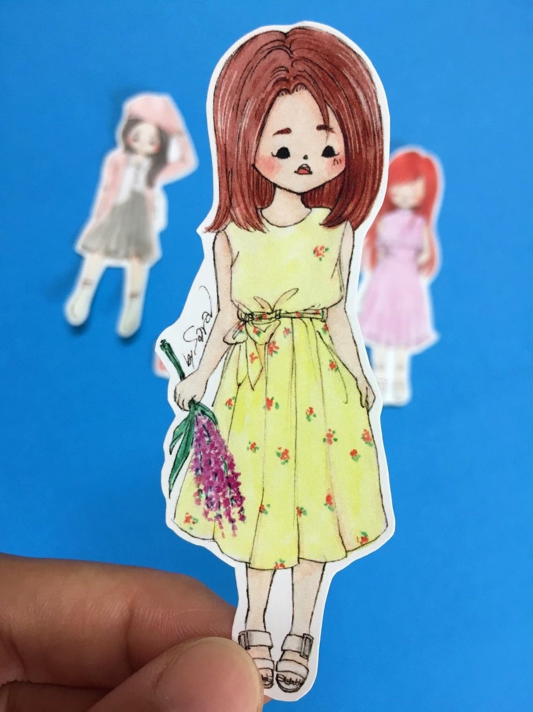 女孩们贴纸Q组(五入一组) - 贴纸 - 纸 蓝色