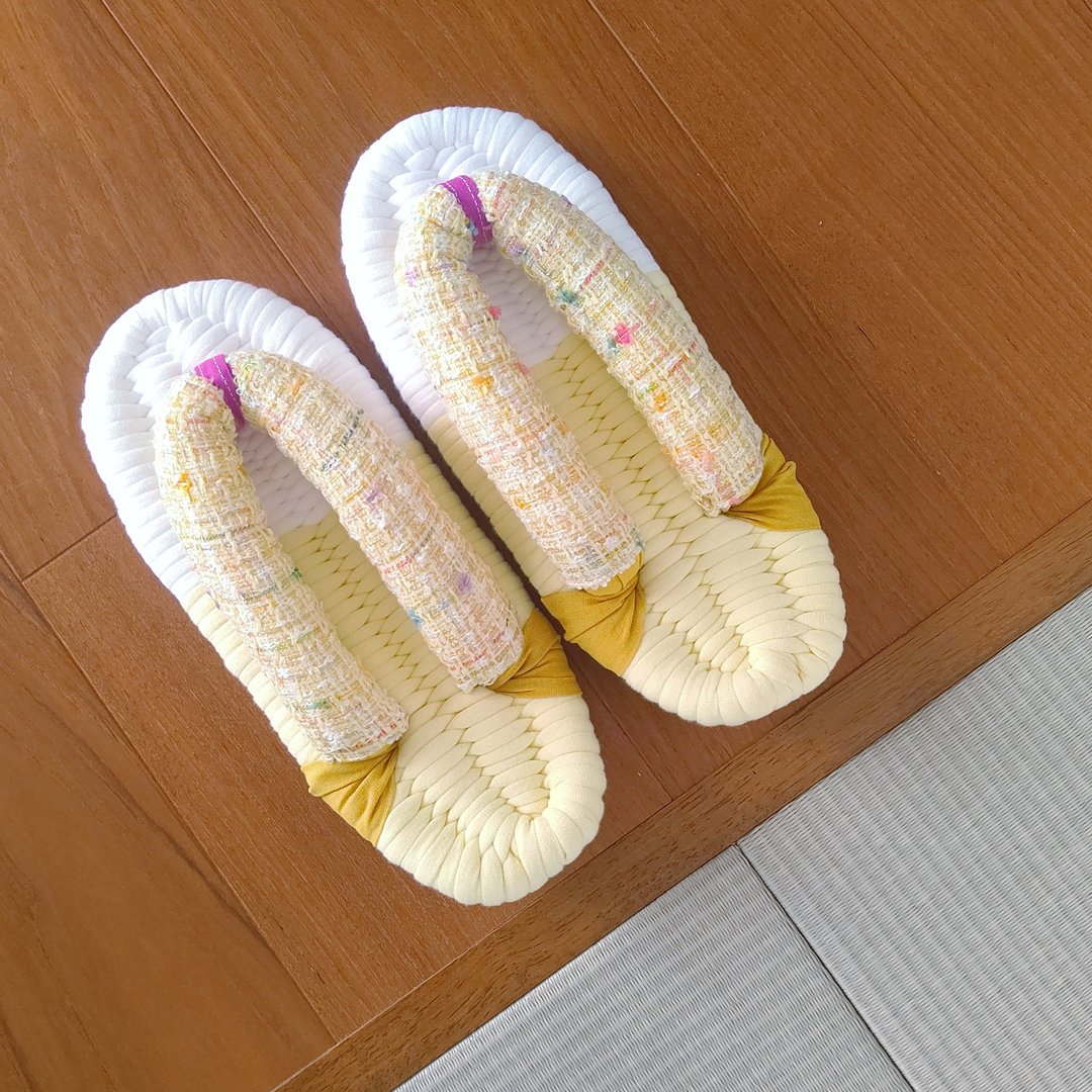 布凉鞋 柠檬色 - 室内拖鞋 - 棉 黄色