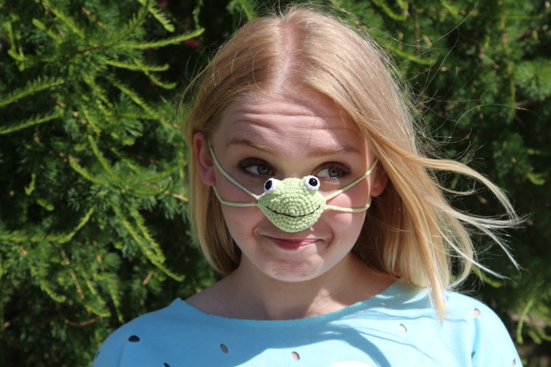 Nose warmer frog lover gifts. Cute frog and toad. - 其他 - 棉．麻 绿色