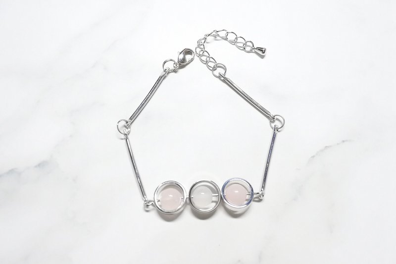 【三转粉星】天然石手链 - 手链/手环 - 其他金属 粉红色