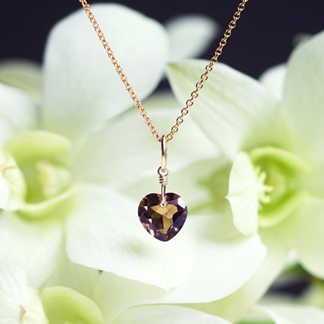 Heart cut smoky quartz necklace Genet - 项链 - 宝石 咖啡色