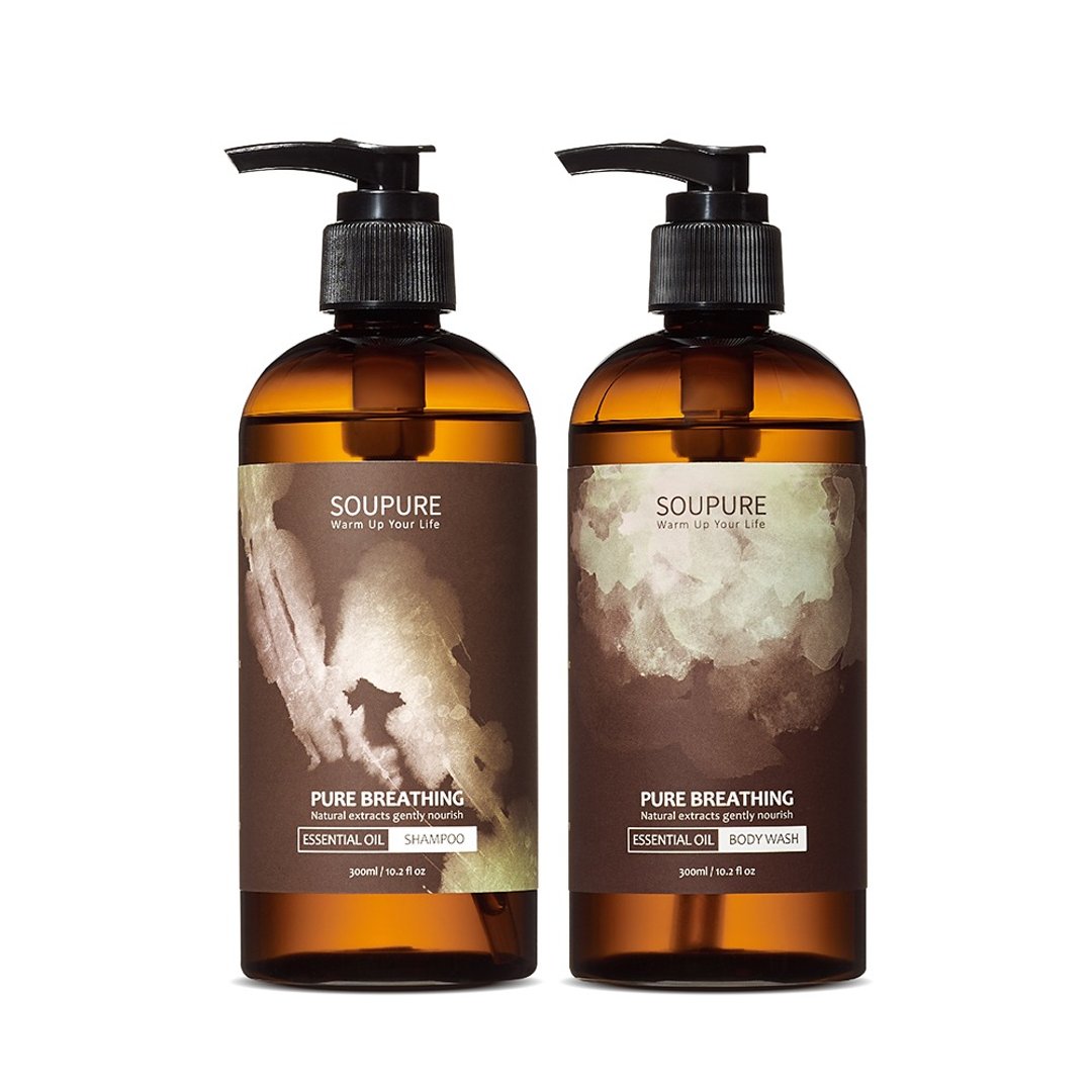溯璞家品 洁净呼吸 植物香氛精油 洗发 + 沐浴 300ml 组合 - 沐浴用品 - 精油 咖啡色