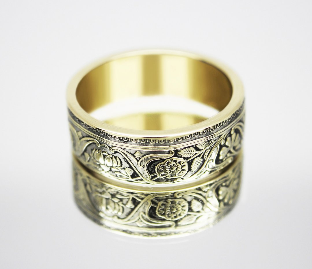 India Coin Ring British George V King Emperor 1 Rupee 1921 (Replica) coin rings - 戒指 - 其他金属 