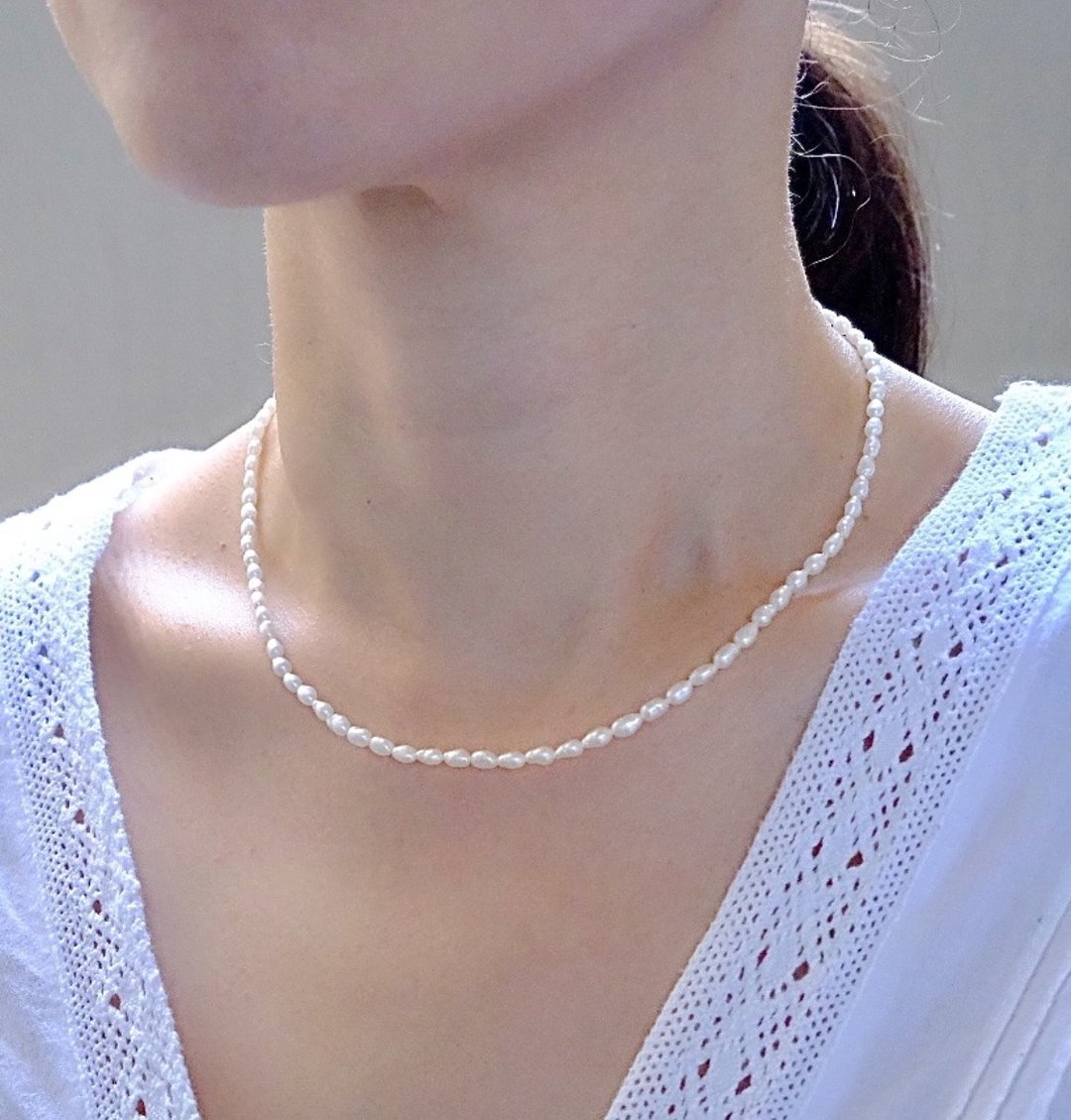 mini drop pearl necklace - 项链 - 珍珠 白色