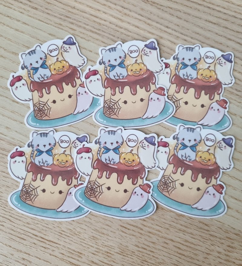 万圣节的一只猫和朋友。模切贴纸。 - 贴纸 - 塑料 多色