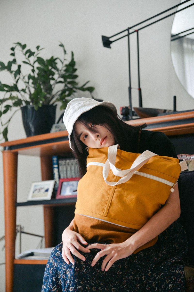 Yellow Mustard Fully Tote - 侧背包/斜挎包 - 棉．麻 橘色