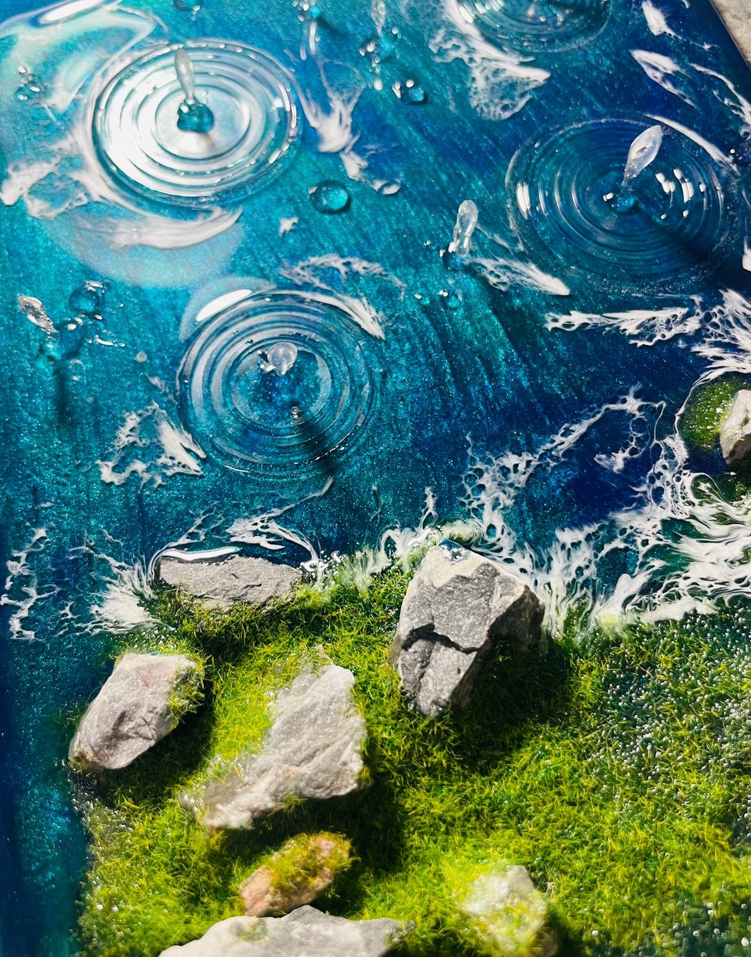 雨滴造景原木壁挂桌摆俩用相框 - 画框/相框 - 木头 蓝色
