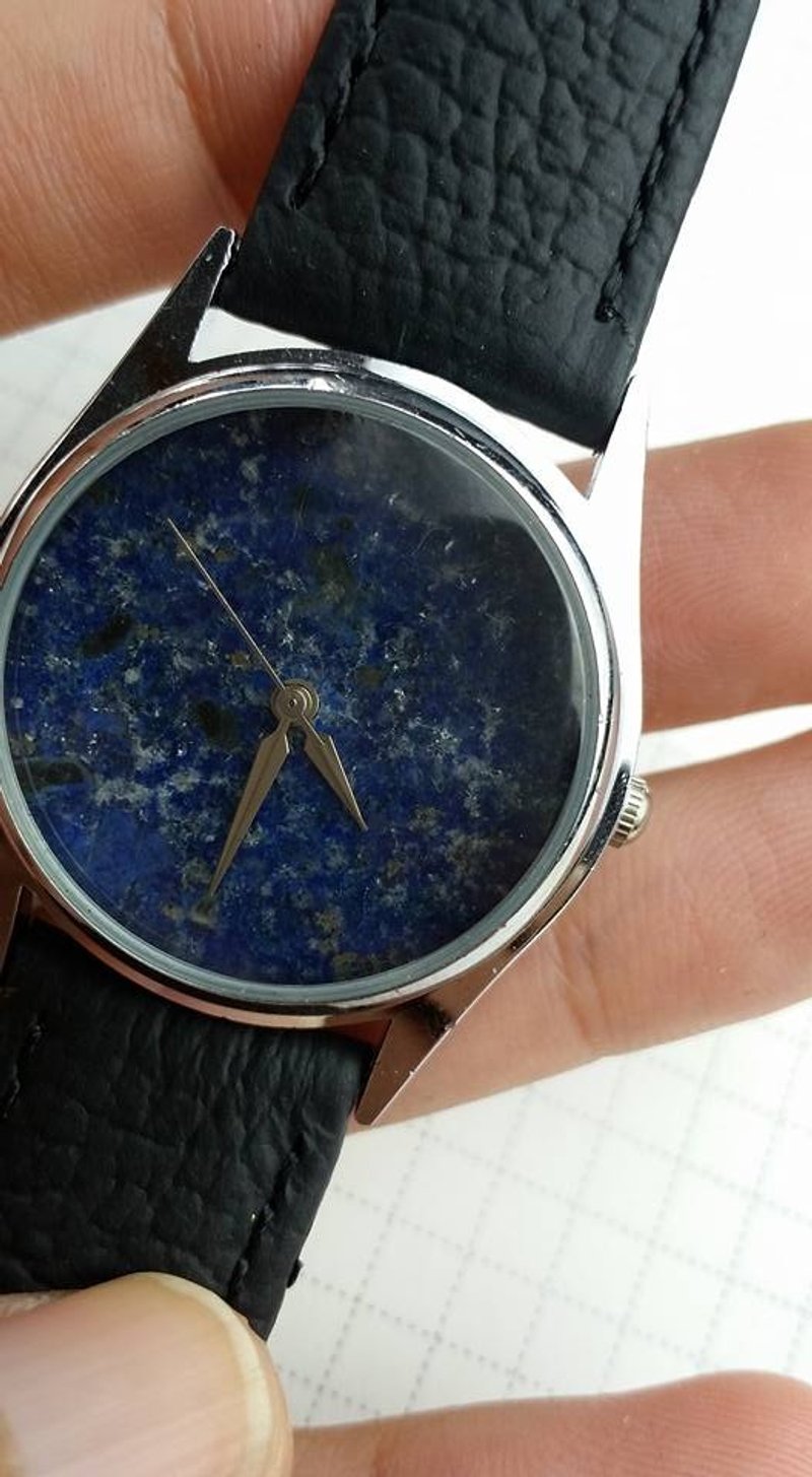 【Lost and find】男装款 天然石 青金石 手表 - 女表 - 宝石 蓝色