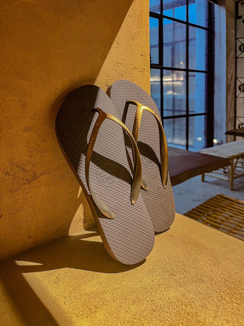 Glint渐层铜焦糖棕 防断强化鞋带 女夹脚拖 人字拖 拖鞋 MIT QWQ - 拖鞋 - 橡胶 咖啡色