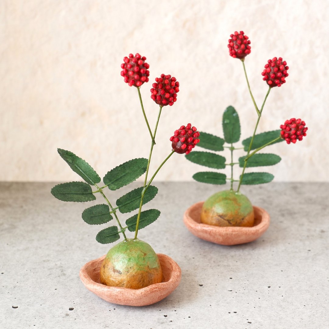 和纸花艺 地榆 ( 吾亦红 ) 摆件 和纸家居饰品 野花秋日花卉 - 摆饰 - 粘土 红色