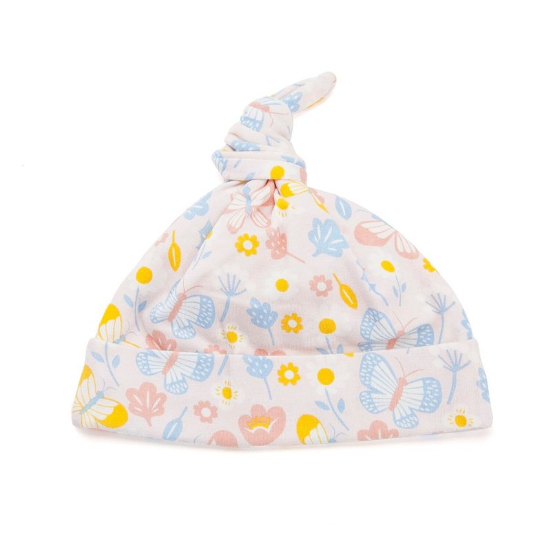 【Deux Filles有机棉】带结婴儿帽(蝴蝶) - 婴儿帽/发带 - 棉．麻 