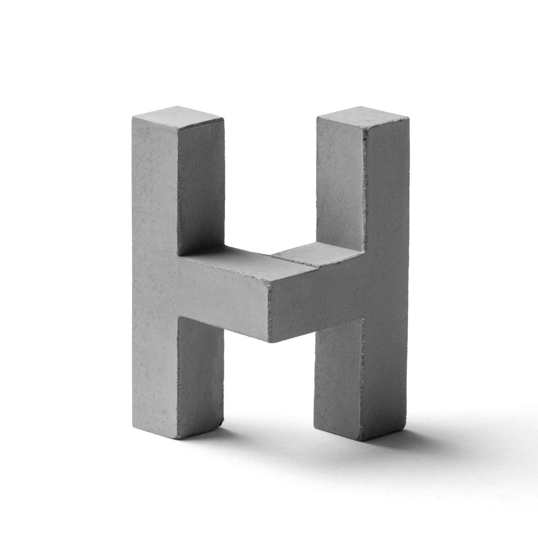 水泥字母 H - 摆饰 - 水泥 灰色