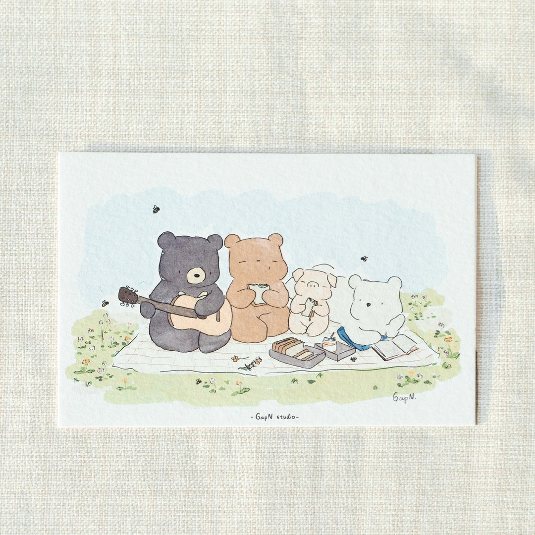 Postcard Poster Good weather day is for spending with you I 2023 collection - 卡片/明信片 - 纸 白色