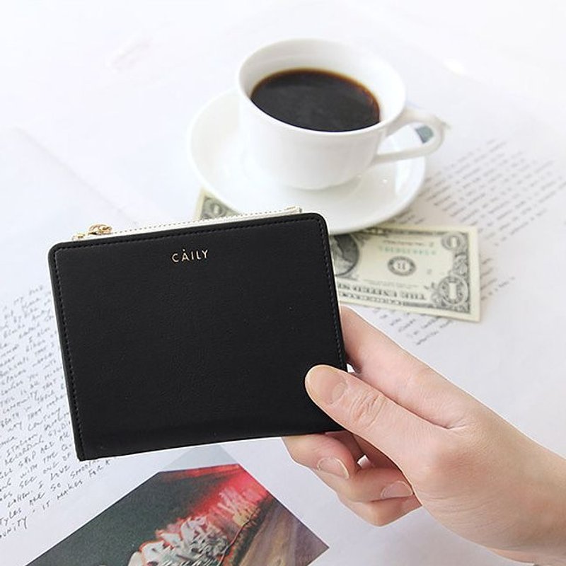 GMZ-CAILY质感生活皮革短夹-质感黑,GMZ03657 - 皮夹/钱包 - 真皮 黑色