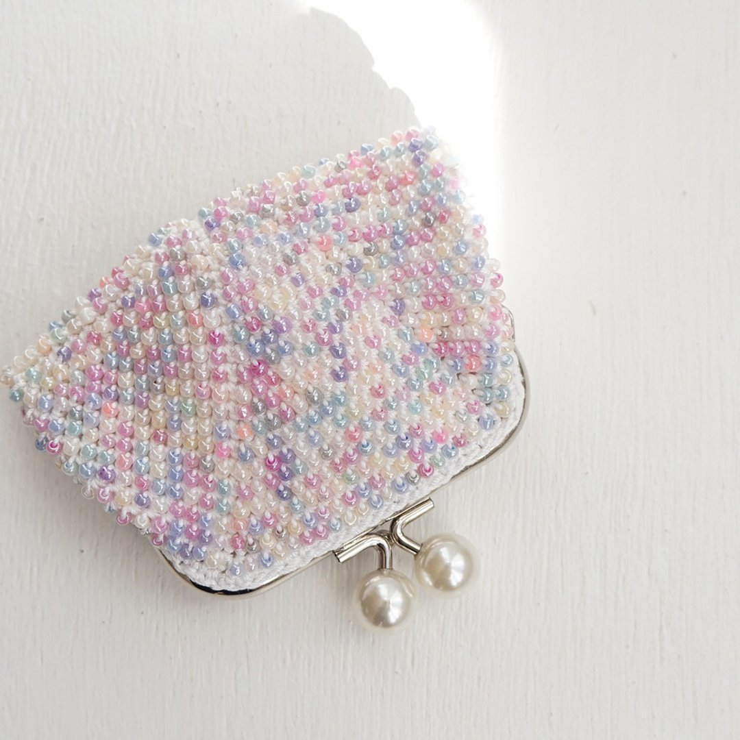 Ba-ba handmade Beads crochet pouch No.1606 - 化妆包/杂物包 - 其他材质 粉红色