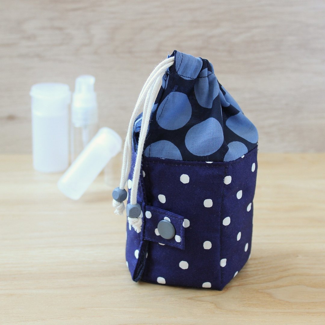Travel Kit POUCH 两用 小瓶收纳包 旅行装或精油 蓝紫圆蓝白圆点 - 其他 - 棉 蓝色
