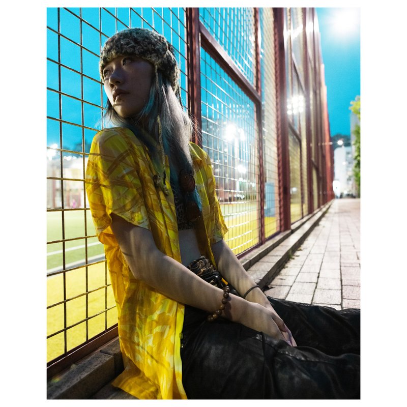 复古几何结构人造丝短袖夏威夷衬衫【船厂】 - 女装衬衫 - 其他人造纤维 黄色
