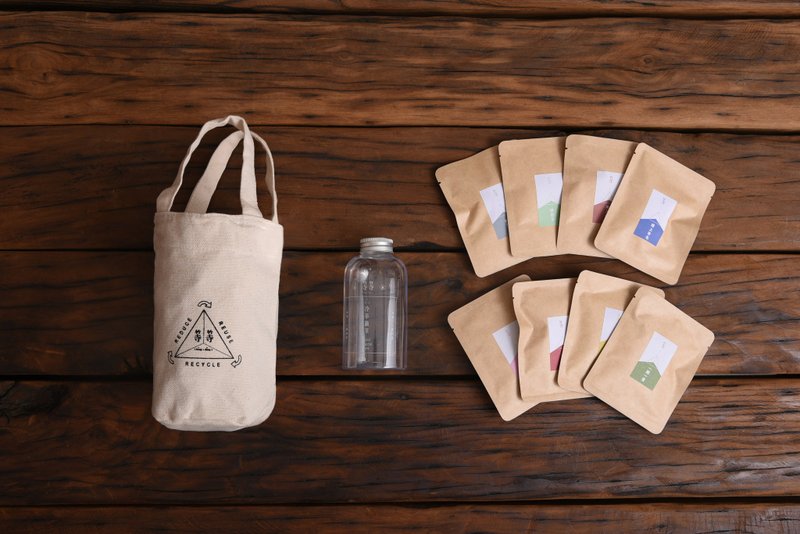 Goody Bag -周年庆随行组/八款原叶茶包+手提饮料袋+PET冷泡瓶/ - 茶 - 新鲜食材 白色