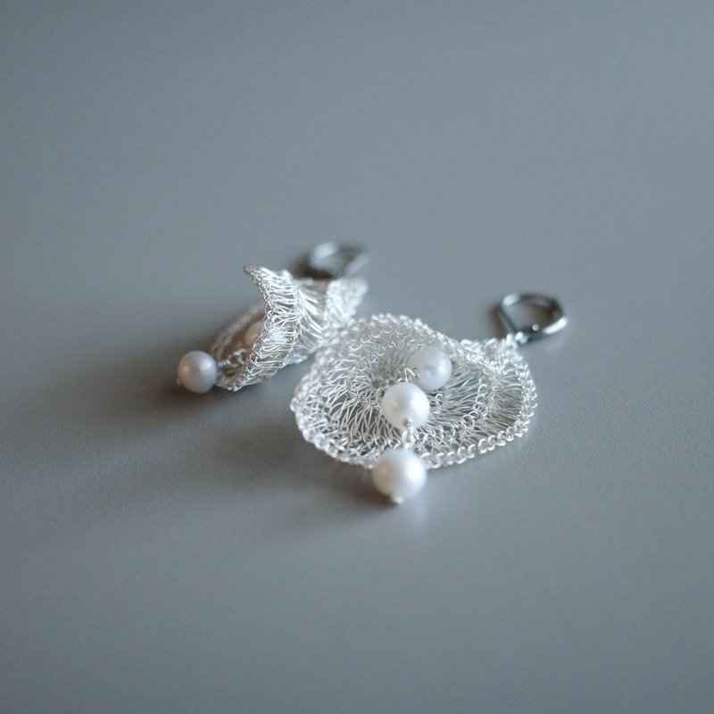【Pinkoi 线下活动预购商品】　Pearl Cascade　耳环　Silver - 耳环/耳夹 - 珍珠 银色