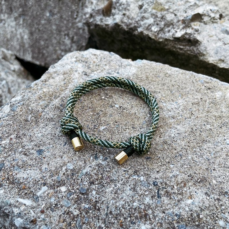 疯流Flow | 玩绳手环 x 墨玉绿(金) 美制特色军规伞绳 钢扣 - 手链/手环 - 聚酯纤维 绿色