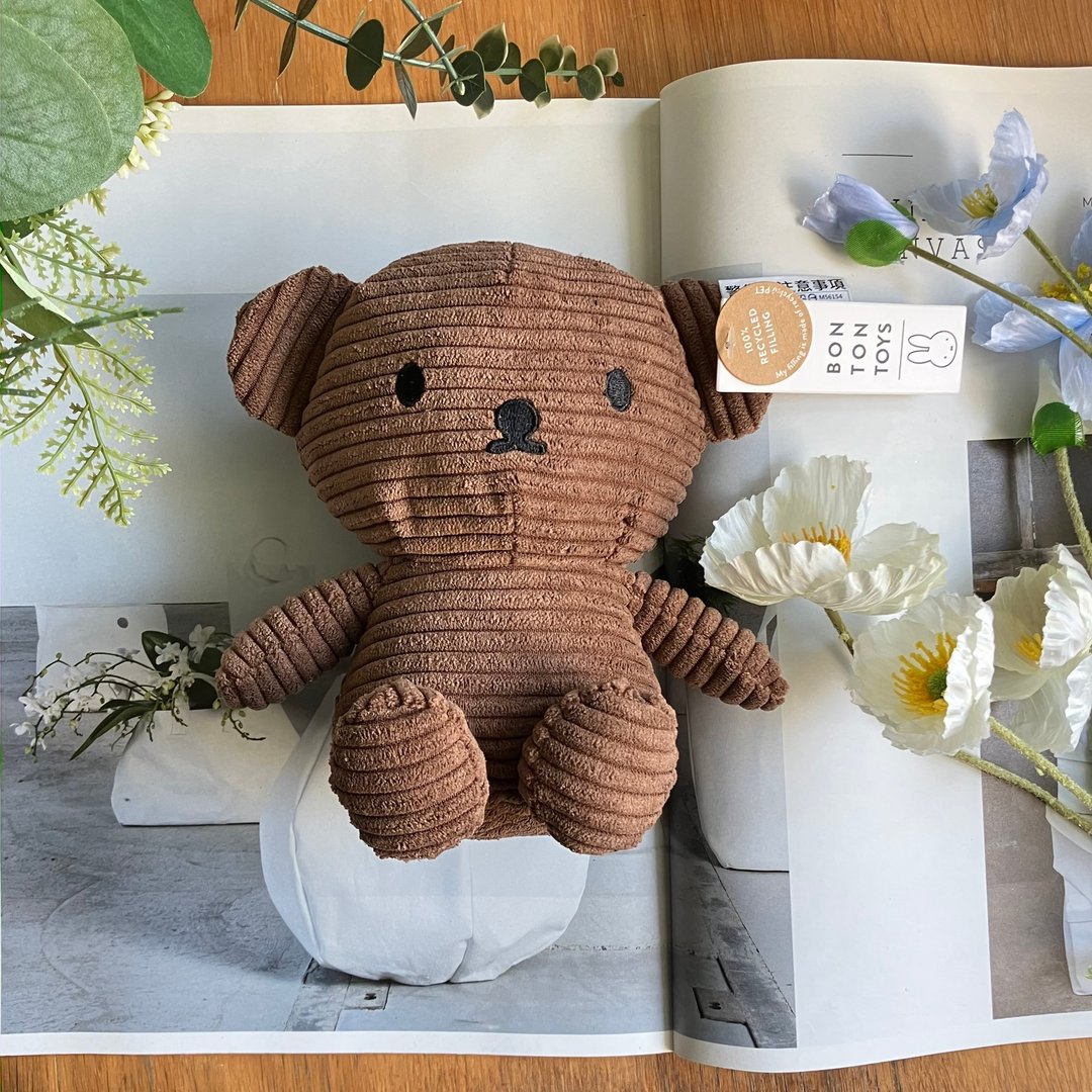 BON TON TOYS 小熊灯芯绒填充玩偶17CM-巧克力 - 玩偶/公仔 - 聚酯纤维 咖啡色