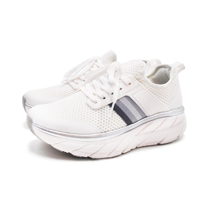 WALKING ZONE 飞线针织布 增高厚底运动休闲鞋 女鞋-白色 - 女款休闲鞋 - 其他材质 