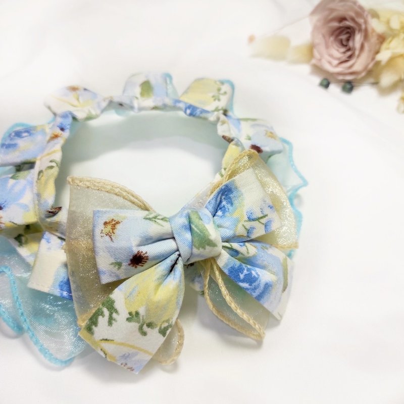 涟漪。花边项圈 - 水蓝色丨猫兔狗 宠物领巾 项圈 颈圈 - 项圈/牵绳 - 其他材质 蓝色